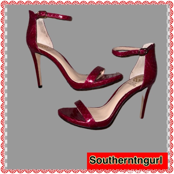 NWOT VINCE CAMUTO Red Leather Sexy Platforms Heels - Picture 1 of 12